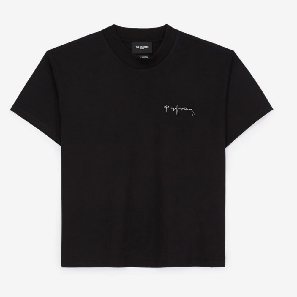 Kooples Black cotton T-shirt with embroidered logo